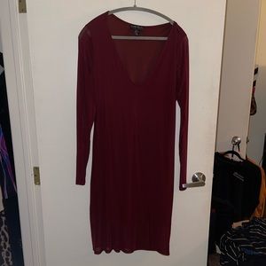 Long sleeve (mesh long sleeves) burgundy dress!